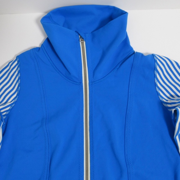 Lululemon Daily Yoga Jacket Beaming Classic Stripe Polar Cream Beaming Blue 4 - Picture 2 of 12
